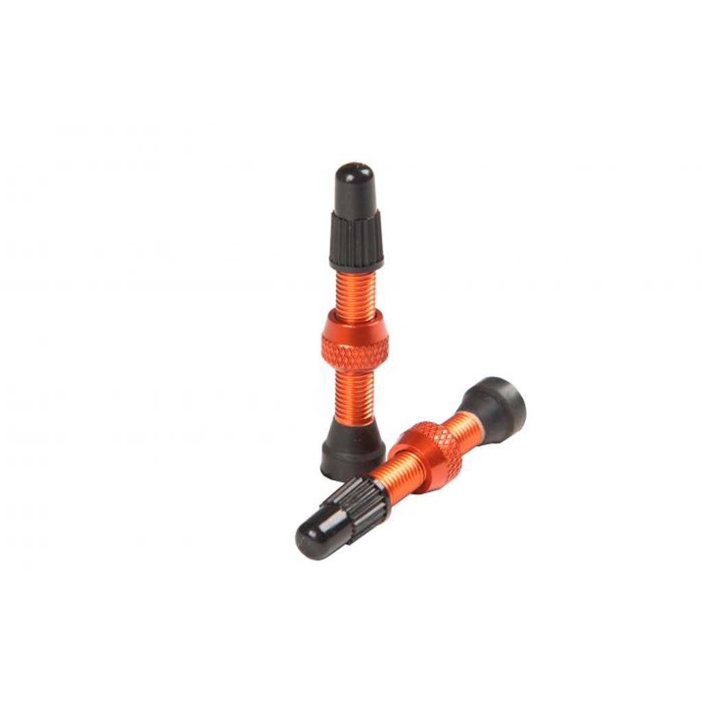 Válvula STAN'S NO TUBES de aluminio 35 mm / Válvula Francesa / Color naranja / Incluye 2 piezas. - Raudor ¡Rompe tu propio récord!